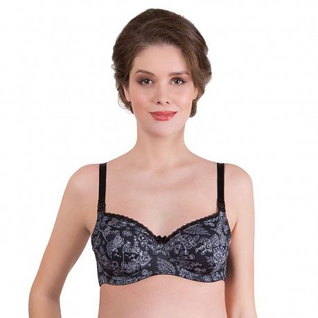 Бюстгальтер послеродовый Mamaline Алиса 114-02 черный с цветами. Изображение 2 из 2